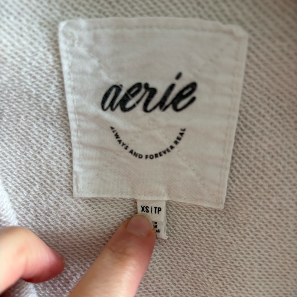 Aerie LumberJane Cream Fleece Oversized Button Down Shirt Size XS - Picture 6 of 8